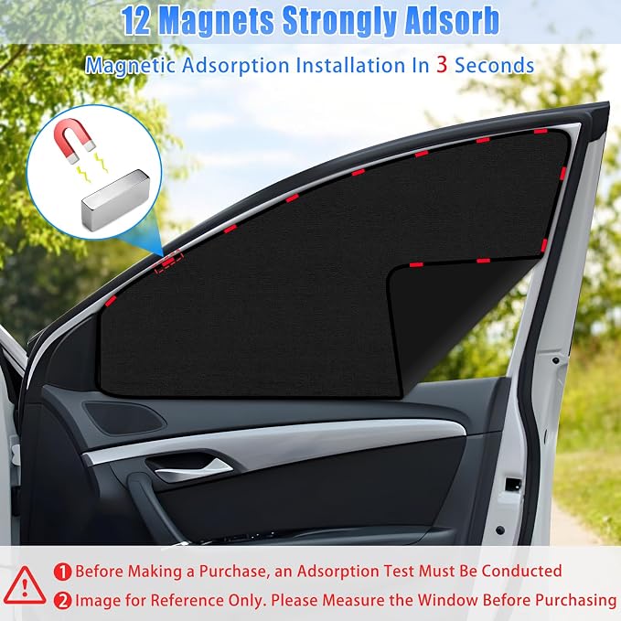 ZATOOTO Car Window Shades for Front Side Window Sun Shade for Privacy | 2PCS Side Window Curtains UV Protection, Car Window Cover for Block Out Light for Camping, Sleeping, Cloth Changing - Image 4