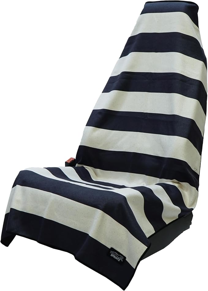 Sprints Athletic Running Towel, Full-Sized, Car Seat Cover - Performance Microfiber (Midnight Boardwalk Stripe) by Sprints