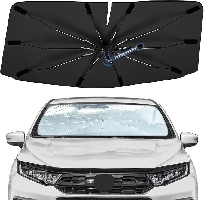 Windshield Sun Shade Umbrella for Honda Odyssey 2018-2026 Front Window | Foldable Car Sunshade, 360 Rotation Automotive Interior UV Protection for Outdoor Parking, Keep Car Cool by Bocvam