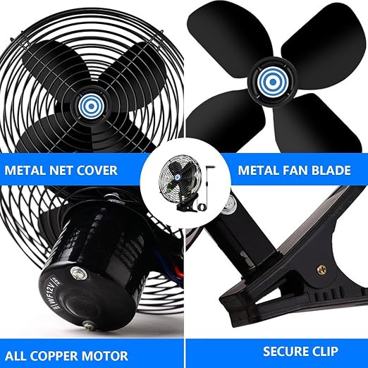Ultra-Quiet Portable Car Fan, 8 Inch Clip-on Cigarette Lighter Fan forTruck, Boat, Buses, Tractor,Camper - Image 4
