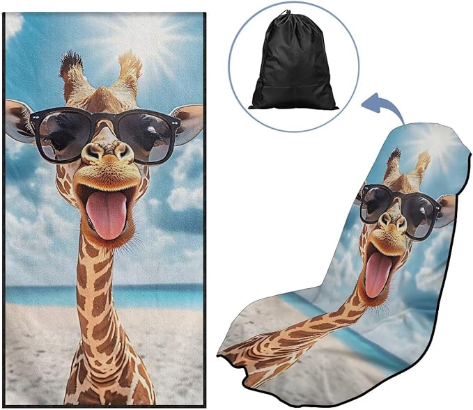 SEANATIVE Beach Giraffe Print Sweat Towel Car Seat Cover for Gym Running Athletes Fitness Workout, Auto Seat Pet Protector, Sports Towel Seat Covers for Cars - Image 5
