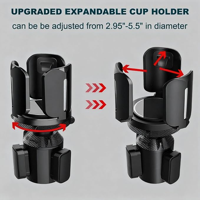 Car Cup Holder Expander, Adjustable 2.95"-5.5" for 10-64oz Bottles, Expandable Base with Anti-Slip Pads - Image 4