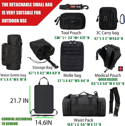 7 PACK Tactical Seat back organizer Truck organizer With 6 Detachable Pouches Universal For Car Truck Ford Jeep Military-Grade Heavier Panels With Multi-functional Packs (8 Pack Black) - Image 3