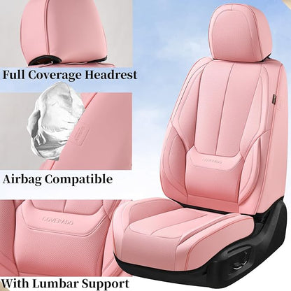 Coverado Seat Covers, Car Seat Covers Front Seats, Car Seat Cover, Car Seat Protector Waterproof, Car Seat Cushion Leather, Pink Seat Covers Carseat Cover Universal Fit for Most Cars - Image 4
