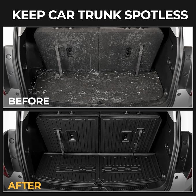 Floor Mats for 2017-2023 GMC Acadia 6-Seater Accessories | Full-Coverage Set with Integrated Cargo Liner & Backrest Protector, Odorless & Durable, All-Weather Protection, 3D Laser Fit - Image 6