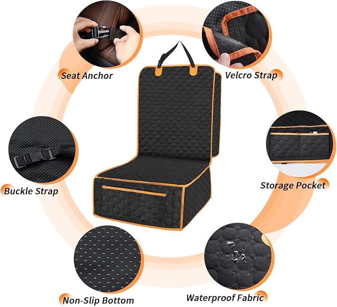 2 Packs Front Seat Car Cover, Waterproof Dog Car Seat Cover, Non-slip & Scratch-Proof, Pet Car Seat Protector with Side Flaps and Storage Pocket, Car Seat Cover for Most Cars, Trucks and SUVs - Image 5