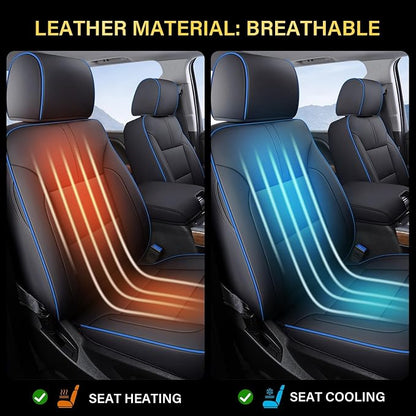 Coverado Chevy Silverado Seat Covers, Faux Leather Seat Covers Fit for Chevy Silverado GMC Sierra 2007-2026 1500, 2015-2026 2500HD 3500HD Crew Double Extended Cab (Front,Blueline) - Image 4