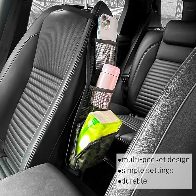 Car Seat Side Storage Pocket, Car Multifunctional Seat Organizer Hanging Bag, Auto Mobile Phone Wallet Sunglasses Mesh Net Pocket, Auto Accessories for Cars SUVs Trucks (Green, 2PCS) - Image 7
