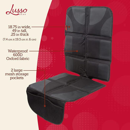 Lusso Gear Car Seat Cover & Protector - 2-Pack Waterproof Non-Slip Protector - Mesh Pocket Organizer - Universal Fit for Convertible & Toddler Car Seats, Black - Image 3