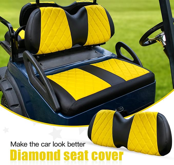 NOKINS Golf Cart Diamond Vinyl Seat Covers Fits Club Car Precedent 2004-UP | OEM Standard Front Seat Cushion,No Nails Required - Image 3