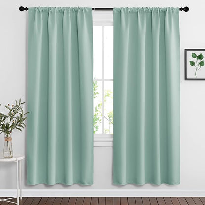 RYB HOME Blackout Curtains for Bedroom Living Room Nursery 72 inches Long | Room Darkening, Thermal Insulated, Privacy Protection, Rod Pocket, Drapes for Office Home Theater, W42 x L72, Aqua, 2 Panels by RYBHOME