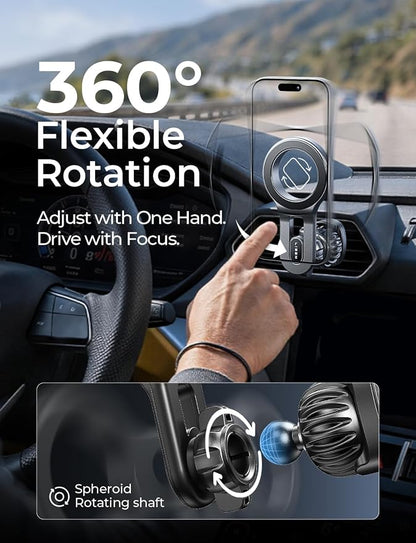 LISEN for Magsafe Car Mount, Strong Magnets Magnetic Phone Holders for Your Car, 360 Degree Adjustable Air Vent Hands Free Car Phone Holder Fit for iPhone 17-12 & All Smartphones, Silver - Image 7