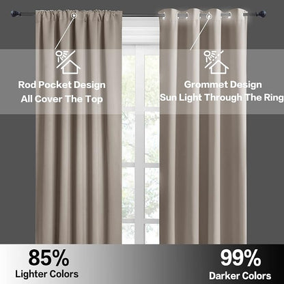 RYB HOME Blackout Curtains for Bedroom Living Dining Room 84 inches Long | Privacy Protection, Thermal Insulated, Sunlignt Heat Blocking, Drapes for Nursery Rental Room, W42 x L84, Sand, 2 Panels - Image 7