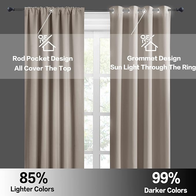 RYB HOME RV Curtains for Camper Windows, Mini Small Blackout Curtain Tiers | Thermal Insulated, Sunlight Heat Light Blocking, Privacy Portable Curtains for Travel Trailer, W34 x L24, Sand, 2 Panels - Image 6