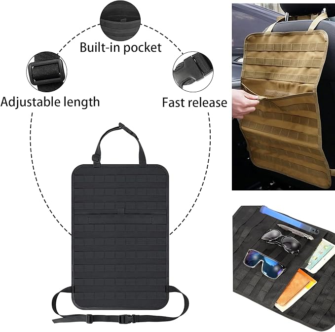 7 PACK Tactical Seat back organizer Truck organizer With 6 Detachable Pouches Universal For Car Truck Ford Jeep Military-Grade Heavier Panels With Multi-functional Packs (7 PACK -BLACK) - Image 7