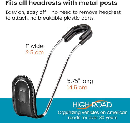 High Road Car Hooks for Purses and Bags with Faux Croc Leather - Unbreakable Car Seat Hooks for Large Purse Straps and Bags up to 40 lbs - Secure Attachment Fits All Metal Headrest Hook Posts, 4-Pack - Image 6