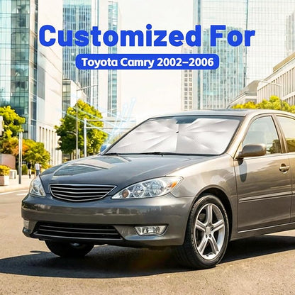 Car Windshield Sun Shade Umbrella for Toyota Camry 2002-2006, 1:1 Fit | [Reflective Coated Fabric] Car Shades Sun Visor Keep Car Cool and Protects Interior, Sunshade Umbrella for Front Window - Image 2