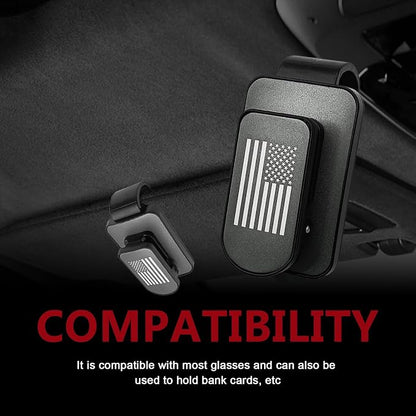 Sunglass Holder for Car Visor American Flag Universal Clip On Organizer Card Ticket Clip for Thin and Thick Eyeglasses and Shades Secure Easy Access Car Visor Accessory(Grey) - Image 5
