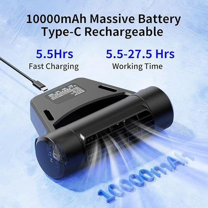 Socool 10000mAh Portable Car Fan Rechargeable Battery Powered, 4-Speed Car Seat Fans for Baby Kids Backseat Cooling, Mini Rear Headrest Neck Fan 70° Tilt Adjustment for RV Truck Van Travel - Image 2