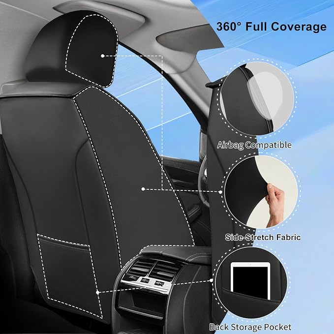 Fit Cherokee Seat Covers Custom Fit for Jeep Cherokee 2014-2026, Front Pair | Premium Leather Full Coverage Protectors, Waterproof, Breathable, Scratch Resistant, Easy Wipe, Airbag Compatible, RedTrim - Image 8