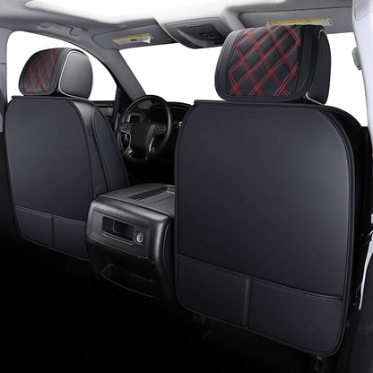 Chevy Silverado GMC Sierra Front Seat Covers 2007-2026 1500 2500HD 3500HD | Aierxuan Custom Fit Chevrolet Truck Pickup Crew Double Extended Cab Waterproof Leather Protectors 2 PCS Black-Red - Image 3