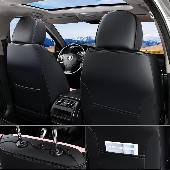 Leather Seat Covers Pink Car Seat Covers Full Set Car Seat Protectors 5 Seats Driver Seat Covers Fit for Most Cars Trucks SUV - Image 5