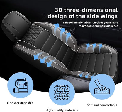 Car Seat Covers Fit for Infiniti QX30/QX50/QX55 2018-2026 Full Set | Faux Leather Waterproof Automotive Seat Protectors,Compatible with Airbags,Easy to Install,5 Seats Grey - Image 6
