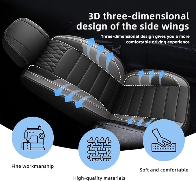 Car Seat Covers Fit for Toyota 4Runner 2003-2025 2026 Front Set | Faux Leather Waterproof Automotive Seat Protectors,Compatible with Airbags,Easy to Install,2 Seats Grey - Image 5