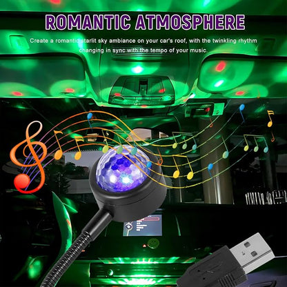 USB Star Night Light Projector, Romantic Sound Activated Car Interior Atmosphere Lamp, Portable LED Night Light for Vehicle Bedroom Party Ceiling, Car Accessories - Image 4