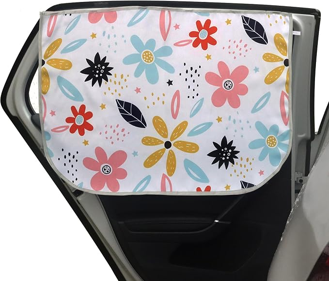 Car Window Shades for Side Windows Baby and Kids,Car Back Window Sun Shade Covers,Strong Magnetic Sunshades Curtains for Truck,27.5" x 19.5" (Flower) by LoyaGour