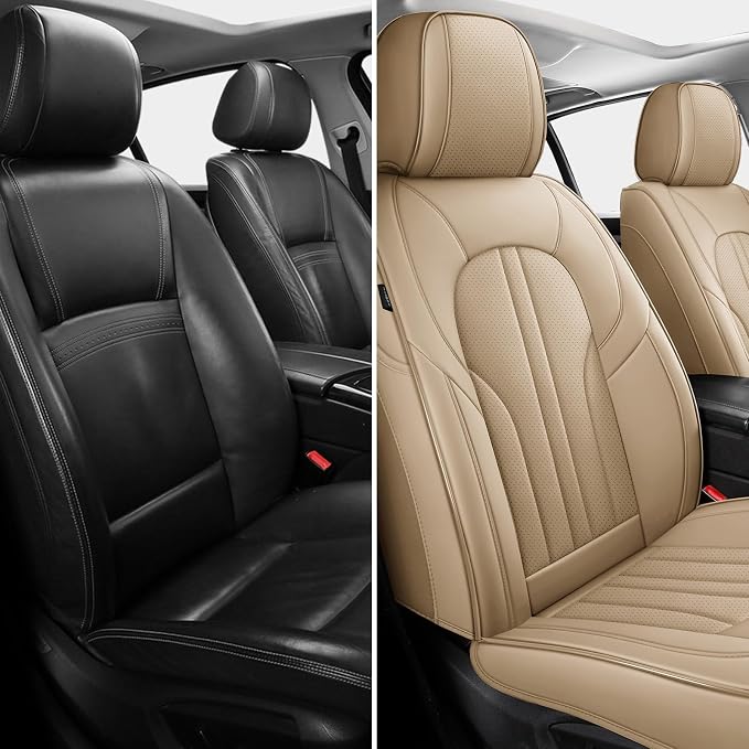 MINGBRON Car Seat Covers,Car Seat Protector Waterproof,Seat Covers Front, Car Seat Protectors,Automotive Seat Covers Fit for Most Cars Beige - Image 3