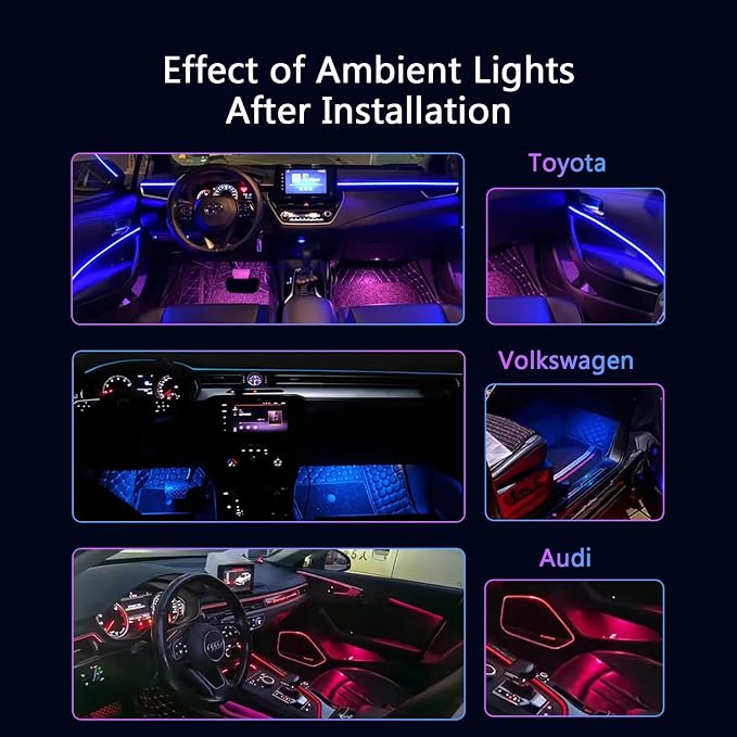 Car-Ambient-Lighting-Kit,RGB 18 in 1 256 LED with Wireless APP DIY Modes | Acrylic Interior Car LED Strip Light for Universal Cars - Image 8