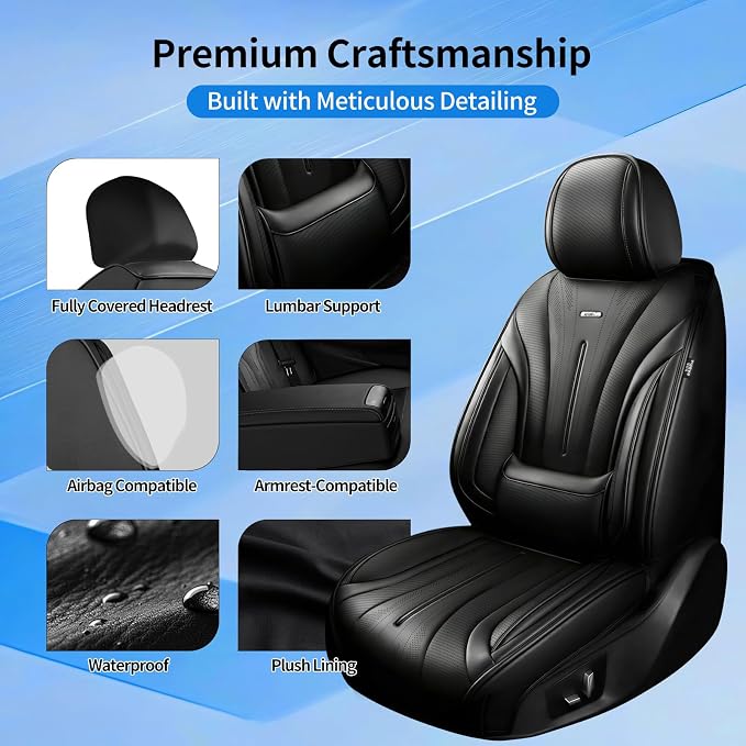 Fit Renegade Seat Covers Custom Fit for Jeep Renegade 2015-2023, Full Set | Premium Leather Full Coverage Protectors, Waterproof, Breathable, Scratch Resistant, Easy Wipe, Airbag Compatible, Black - Image 7
