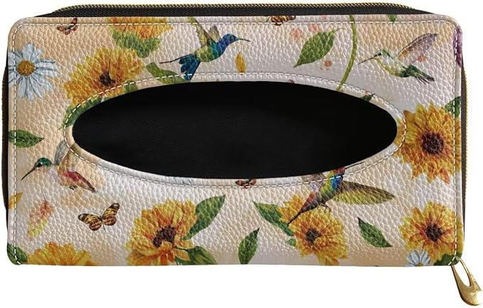 Biyejit 2 Pack Sunflower Hummingbirds Car Visor Tissue Holder, PU Leather Tissue Box Holder for Sun Visor & Seat Back by Biyejit