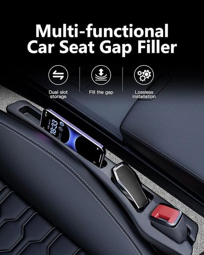 Car Seat Gap Filler 2 Pack, Soft Foam Multifunctional Seat Side Gap Filler with Organizer, 2 in 1 Seat Crevice Blocker Stop Things from Dropping, Universal Vehicle Interior Accessories Black - Image 3