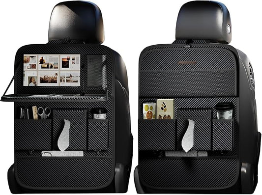 XDV Car Seat Organizers,Multi-functional Back Seat Protectors, Storage Pouches, and Tray Holders (for Cars, Kids, Seat Back and Rear Seats) (Carbon Fiber, 2 Pcs) by Unknown
