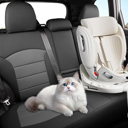 Custom Seat Covers for 2026 Subaru Forester,Rear w/Armrest,Faux Leather | Full Set Suv Seat Cushion,Easy Installation,Factory Look,Waterproof Car Seat Protector (Black/Gray) - Image 3
