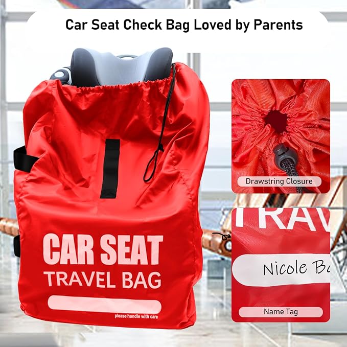 Car Seat Travel Bag for Airplane, Large Car Seat Bags for Air Travel | Large Universal Car Seat Travel Bag, Carseat Storage Bag for Airport, Carseat Cover Travel, Baby Travel Essentials for Flying - Image 4