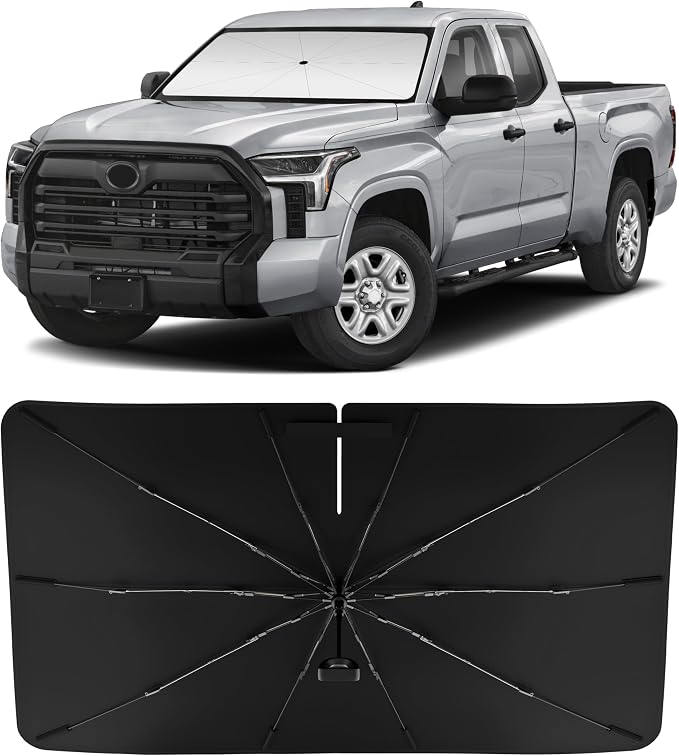 INSAUTO Custom Fit Windshield Sun Shade Umbrella for Toyota Tundra 2022-2026, Easy Fold & Store, Comes with Bag, UV & Heat Reflective, Keeps Your Car Cool by INSAUTO