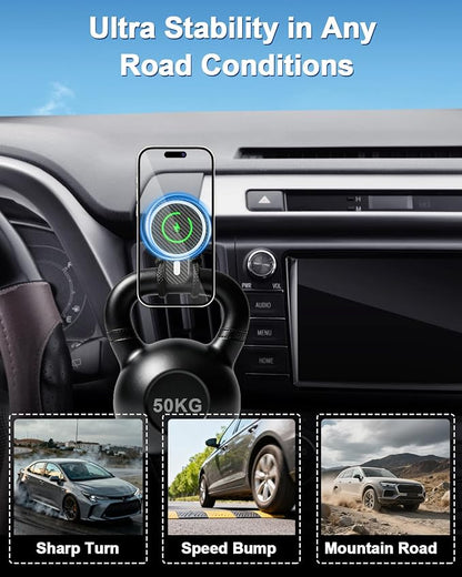 PZK Magnetic Charger Car Phone Holder for Toyota RAV4 2013-2018 Accessories | Magsafe 15W Fast Wireless Charging RAV 4 Car Phone Mount 360° Rotation Hands Free Vent Cell Phone Cradles fit All Phones - Image 8