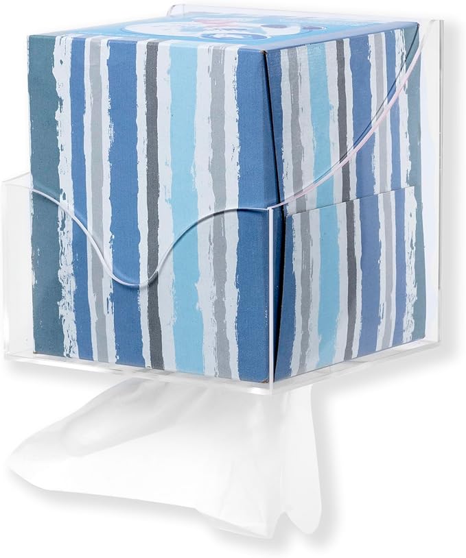 IneVibe Square Tissue Box Holder for Small Spaces Wall Mounted | Place Under Cabinet or Side of Desk, in RV, Bathroom - Acrylic Facial Box Dispenser, Face Down or Sideways in Tight Areas - Image 3