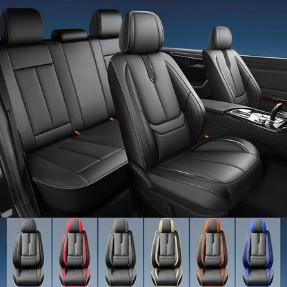 Fit Versa Car Seat Covers for Nissan Versa 2007-2024 2025 2026 -Upgraded Premium Waterproof & Breathable Leather, Airbag Compatible, All-Weather Seat Cushion Protector,2 Front/Black - Image 2