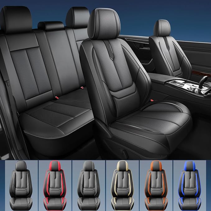 Fit Sentra Car Seat Covers for Nissan Sentra 2008-2024 2025 2026-Upgraded Premium Waterproof & Breathable Leather, Airbag Compatible, All-Weather Seat Cushion Protector,2 Front/Black - Image 2