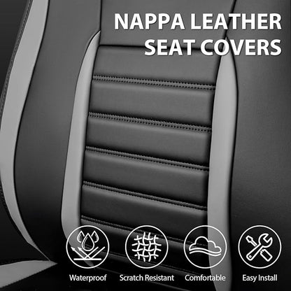 CAR PASS Nappa Leather Car Seat Covers Full Set, Luxury Seat Protector for Cars, Waterproof Anti-Slip Seat Cushion Armrest Compatible Airbag Universal for Sedan SUV Pick-up Truck Auto, Black Gray - Image 6