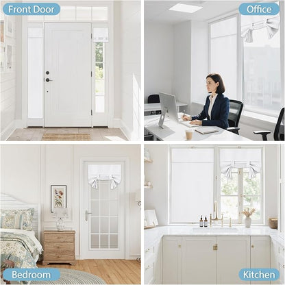 RYB HOME French Door Curtain, No Drill, W26 x L69, Pure White, 1 Panel | Self Adhesive, Privacy, Thermal Insulated, For Patio Kitchen Front Entry Front Back Door Glass Window, Renter Friendly - Image 9