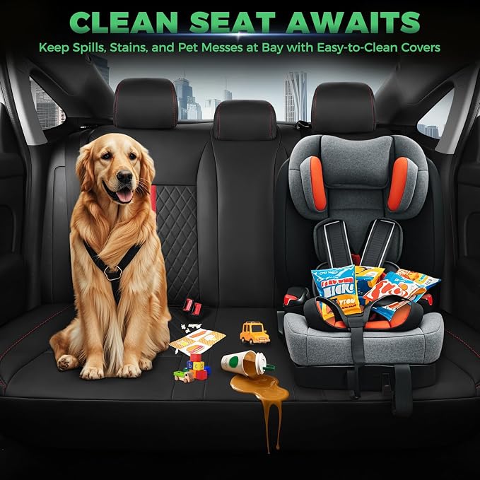 RIDEPOSH Custom Fit Seat Covers for Honda Civic 2022-2026 | Sedan LX 2022-2026, Sport 2022-2024, Faux Leather, Solid Bench Rear, No Rear Armrest, Waterproof, Airbag Compatible, Full Set - Image 7