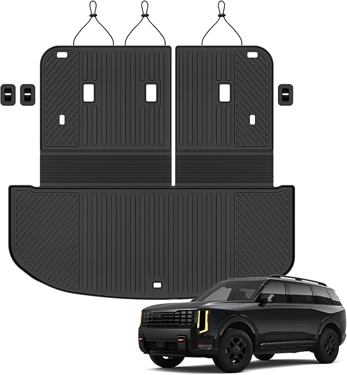 AUXKO All Weather Cargo Mat Backrest Mat for Kia Telluride 2027 Gas&Hybrid | High Wall,All-Weather,All Season,Odorless,Anti Slip,Rain&Salt Resistant,TPE Material,Black,Accessories,Pet Friendly by AUXKO