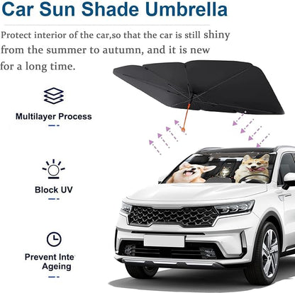 Socira Pet Dog Cat Custom Windshield Sun Shade Custom Fit Umbrella | Foldable Personalized Car Visor Umbrella Customized Sun Shade Cover Sunshade Front Window Cover Car Accessories 57" X 30" - Image 3