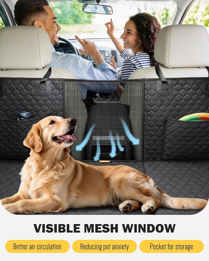 Dog Seat Cover for Back Seat, PU Dog Car Seat Cover Holds 420 lbs, Material Waterproof, Anti Scratch, Easy to Use and Clean, Hard Bottom Back Seat Extender for Dogs, Comfortable Car, SUV, Truck - Image 2