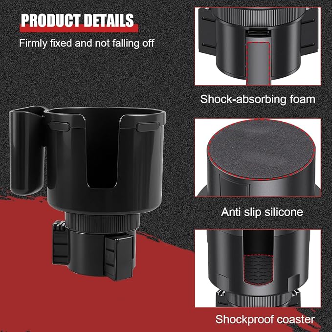 2 in 1 Car Cup Holder Expander with Phone Holder, 2.6"-3.93" Vehicle Cupholder Extender Adapter with Expandable Base, Auto Interior Water Bottle Accessories, Universal fit - Image 3